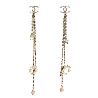 Chanel Crystal Star 5 Drop CC Earrings Gold 1 of 4