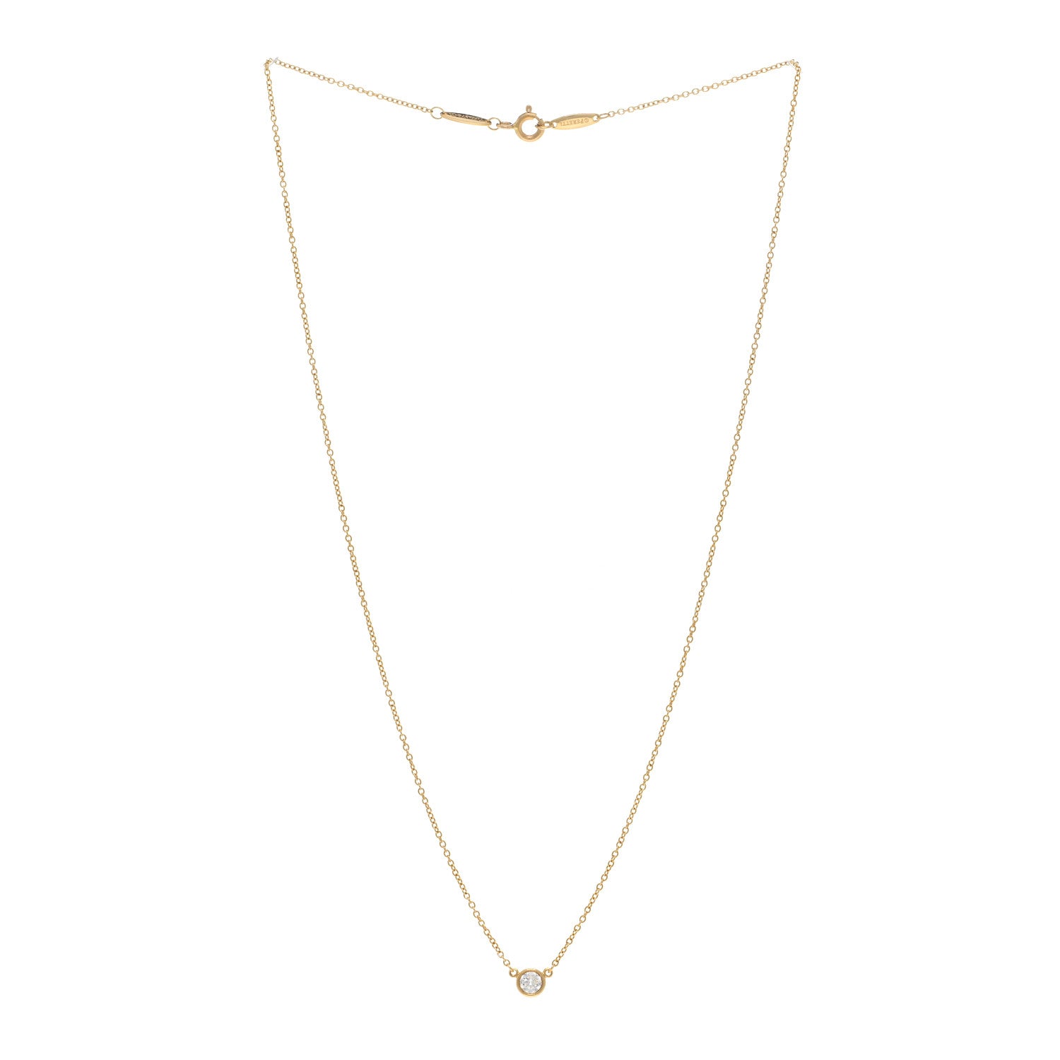 Tiffany 18K Yellow Gold Diamond .20ct Elsa Peretti Diamonds by the Yard Pendant Necklace 3 of 5