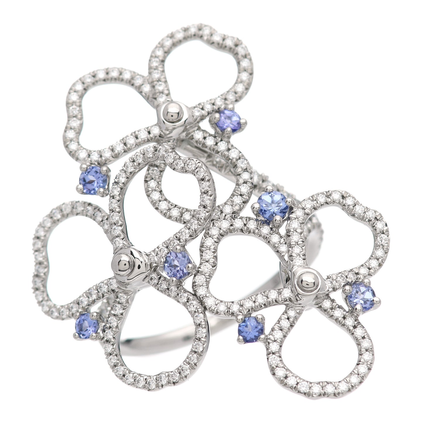 Platinum Diamond Tanzanite Paper Flowers Open Cluster Ring 51 5.75