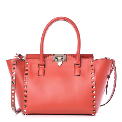 Valentino Garavani Vitello Small Rockstud Double Handle Tote Deep Coral 1 of 11