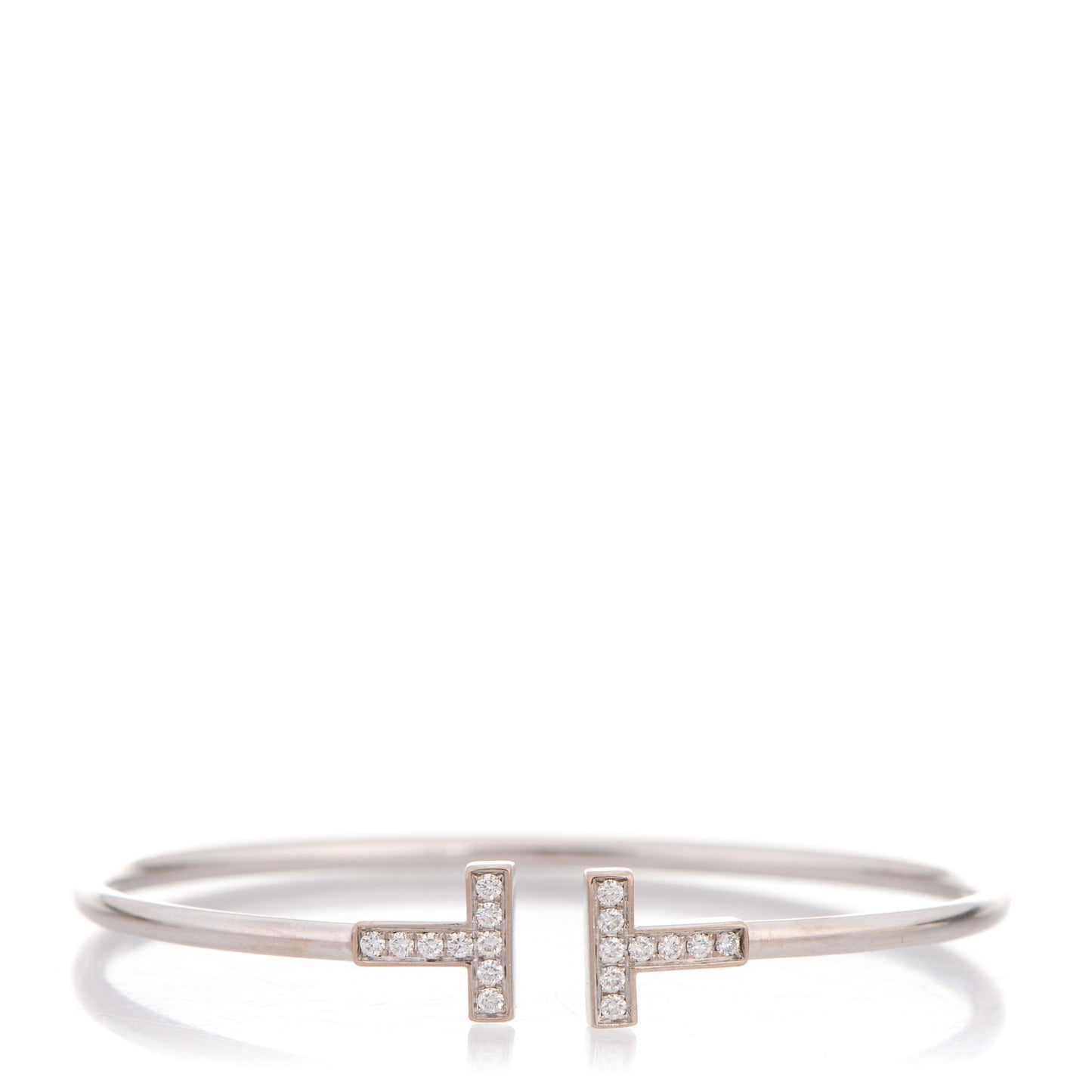 18K White Gold Diamond T Wire Bracelet