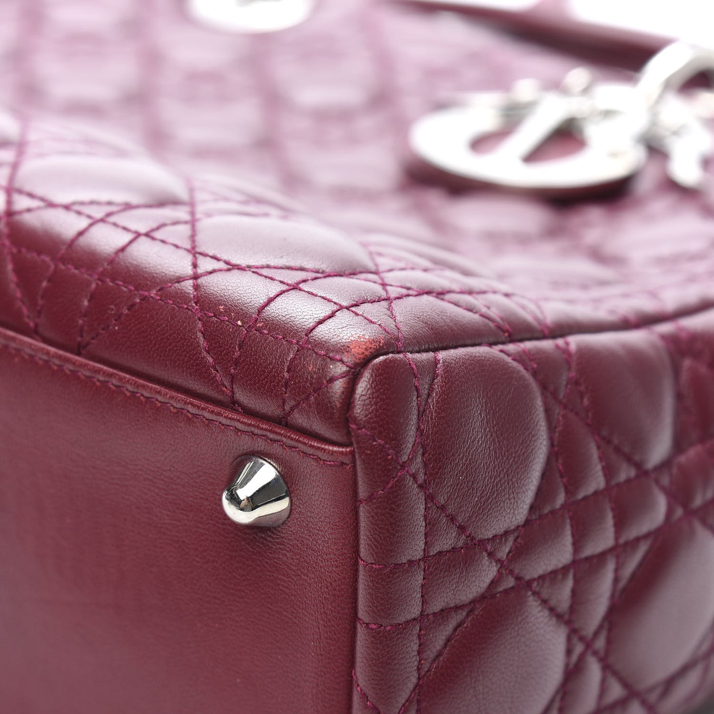 Lambskin Cannage Large Lady Dior Burgundy