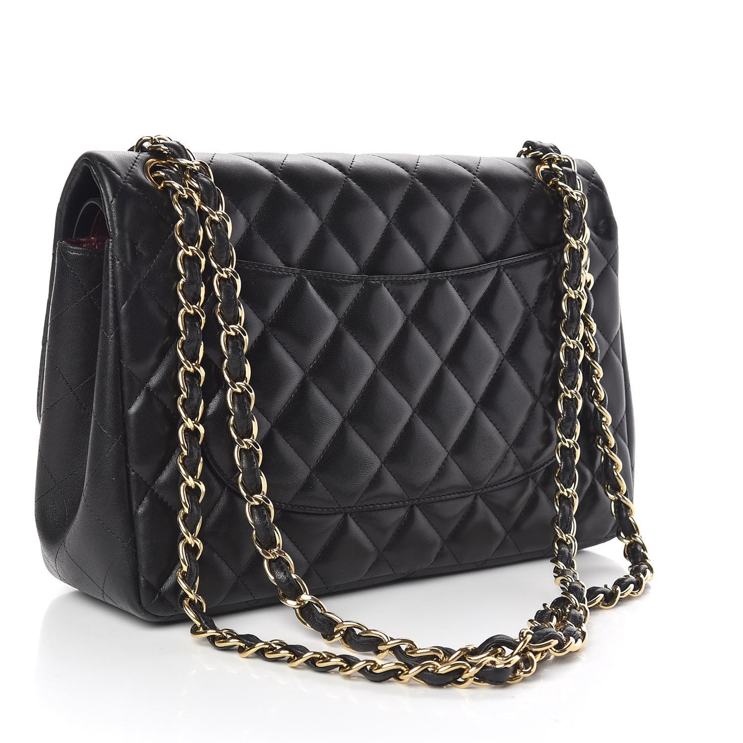Lambskin Quilted Jumbo Double Flap Black
