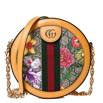 Gucci GG Supreme Monogram Flora Web Mini Ophidia Round Shoulder Bag Beige Multicolor Crop 14 of 25
