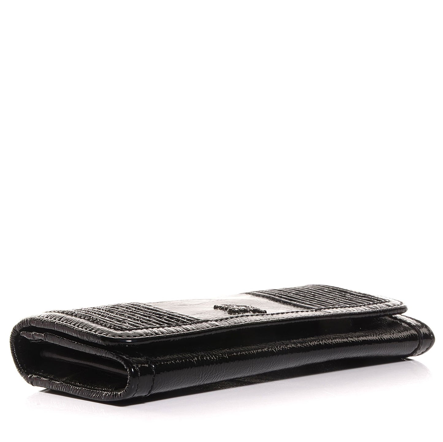 Crinkled Patent Continental Wallet Black