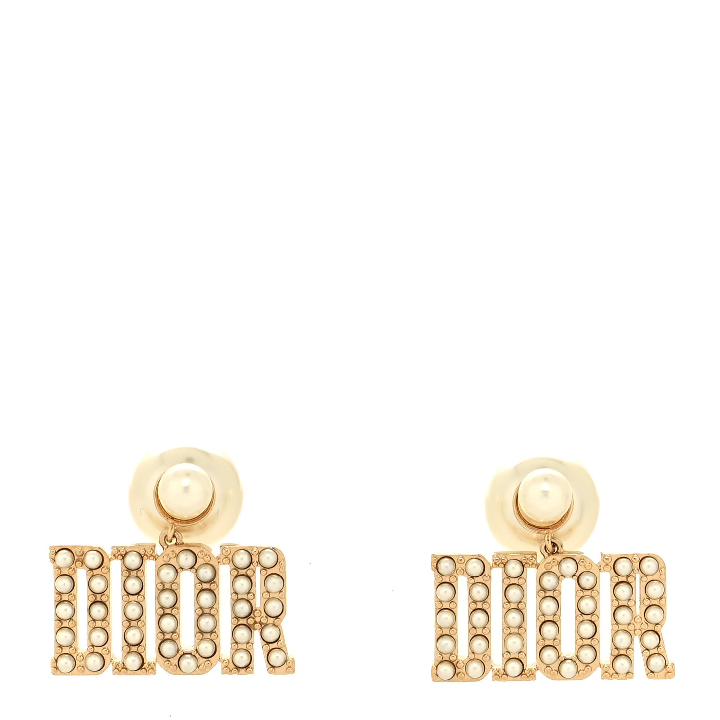 Metal Pearl Tribal Drop Earrings Gold