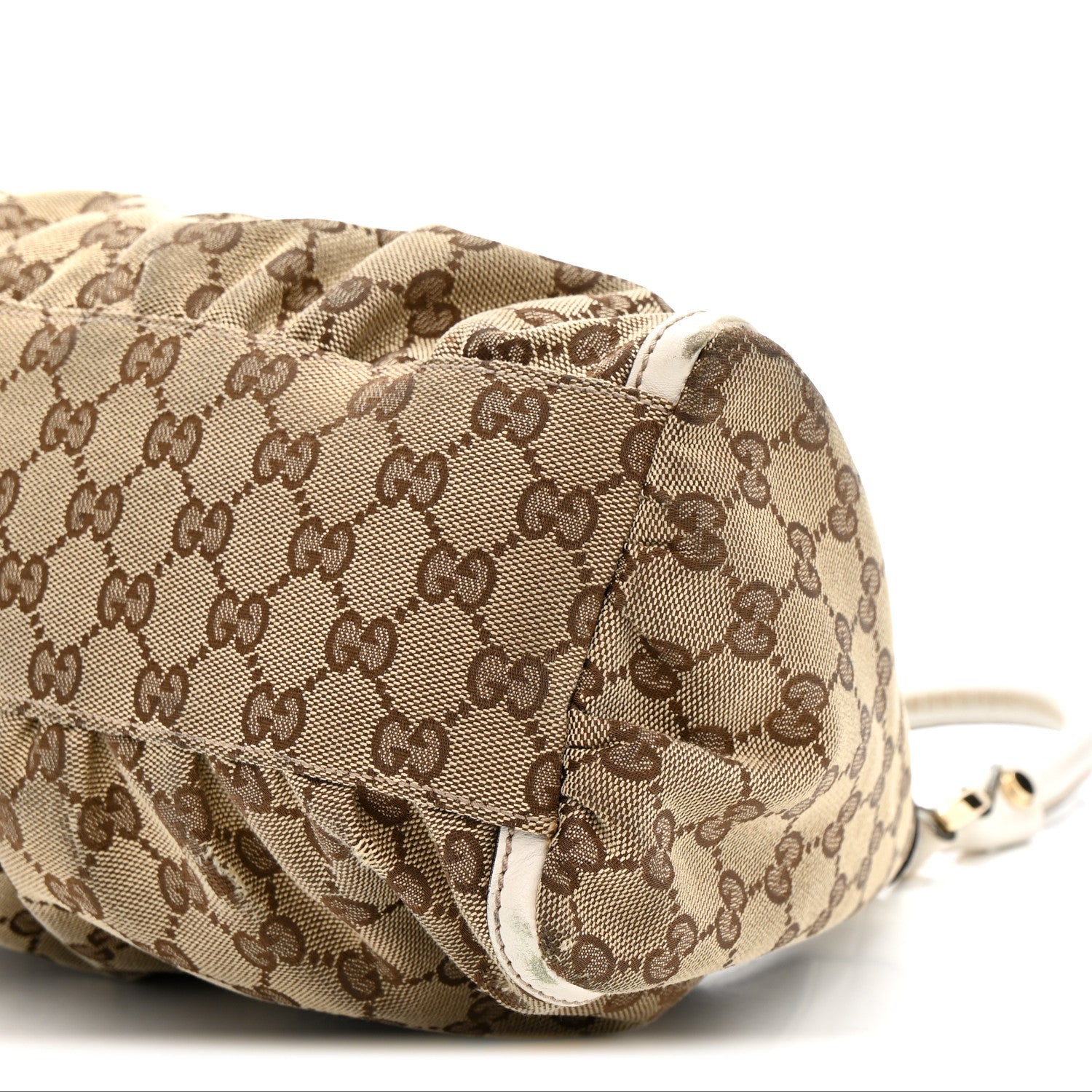 Gucci Monogram Medium D Gold Ring Hobo White 10 of 14