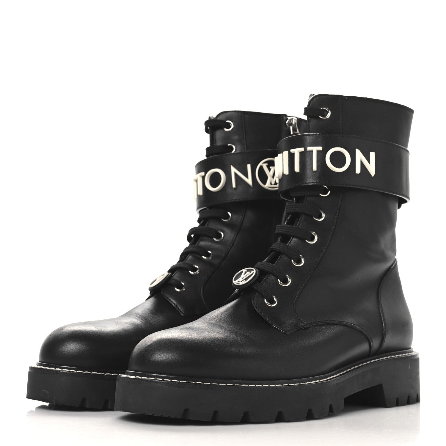 Louis Vuitton Calfskin Territory Flat Ranger Boots 40 Black 4 of 9