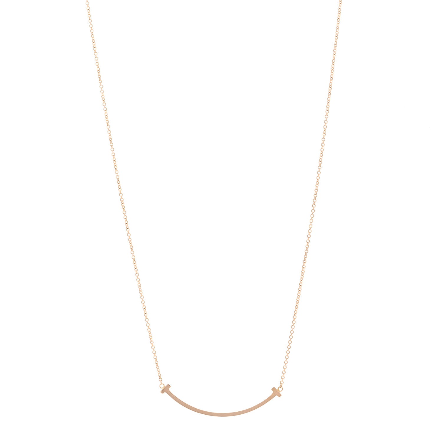 Tiffany 18K Yellow Gold Small T Smile Pendant Necklace 1 of 4