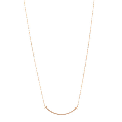 Tiffany 18K Yellow Gold Small T Smile Pendant Necklace 1 of 4