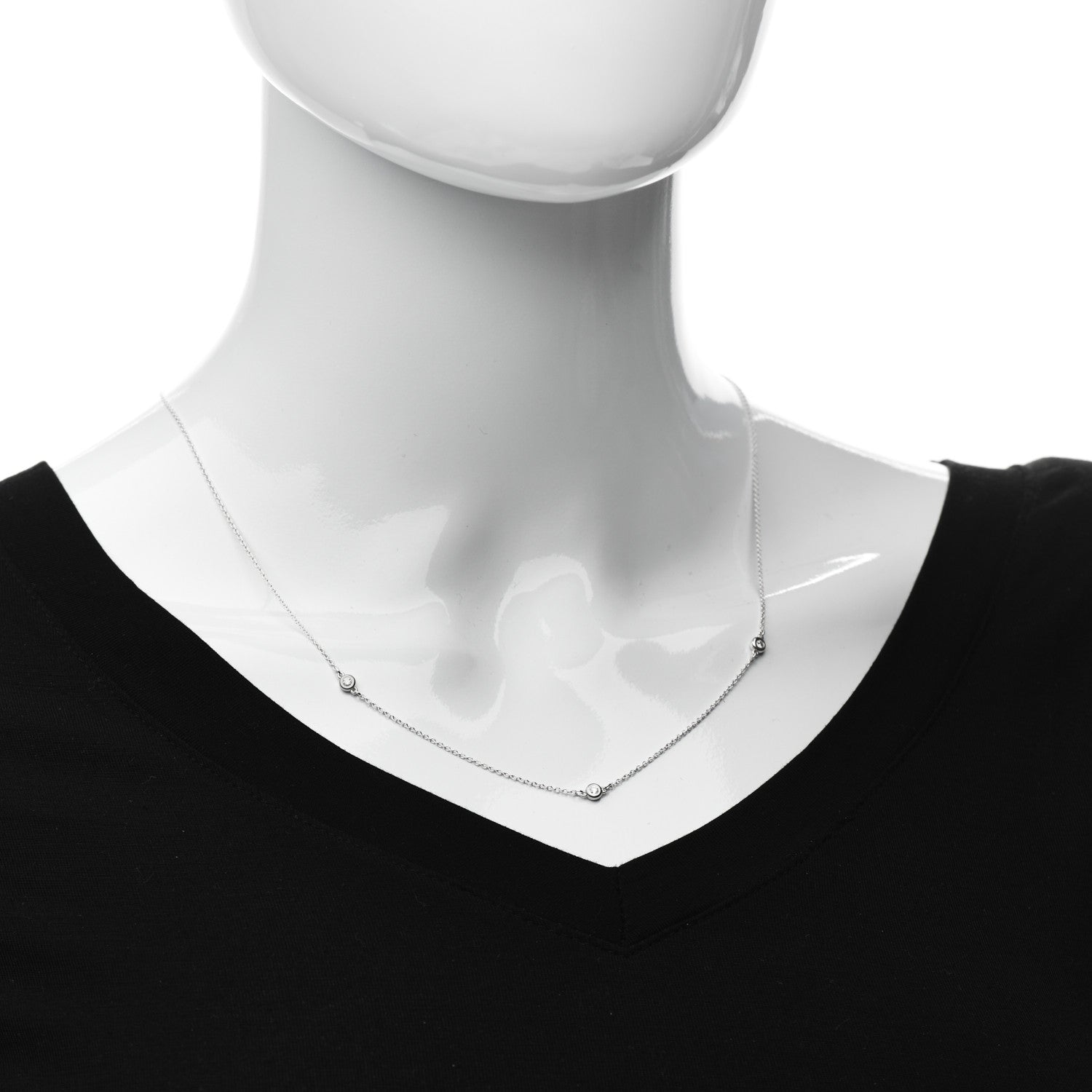 Tiffany Sterling Silver Diamond .09ctw Elsa Peretti Diamonds by the Yard Three Station Necklace 2 of 5