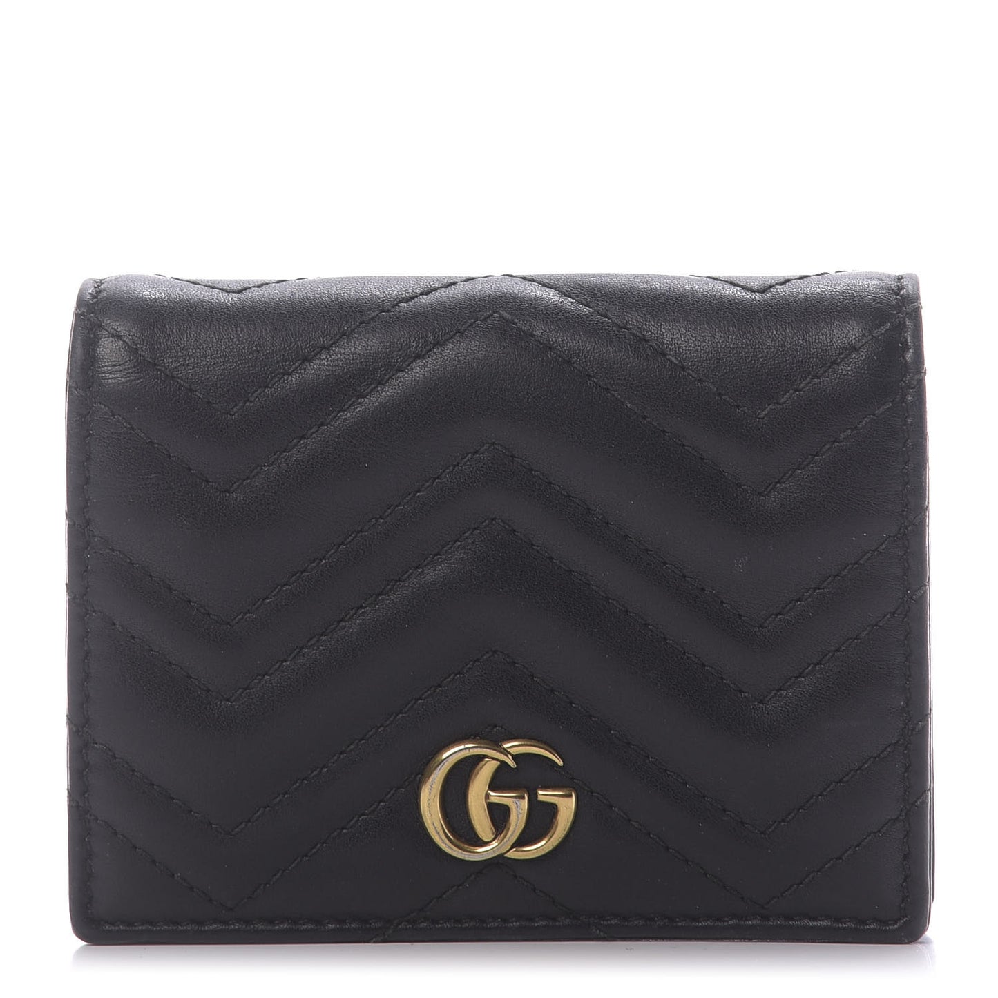 Calfskin Matelasse GG Marmont Card Case Wallet Black