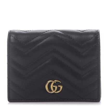 Gucci Calfskin Matelasse GG Marmont Card Case Wallet Black 1 of 11