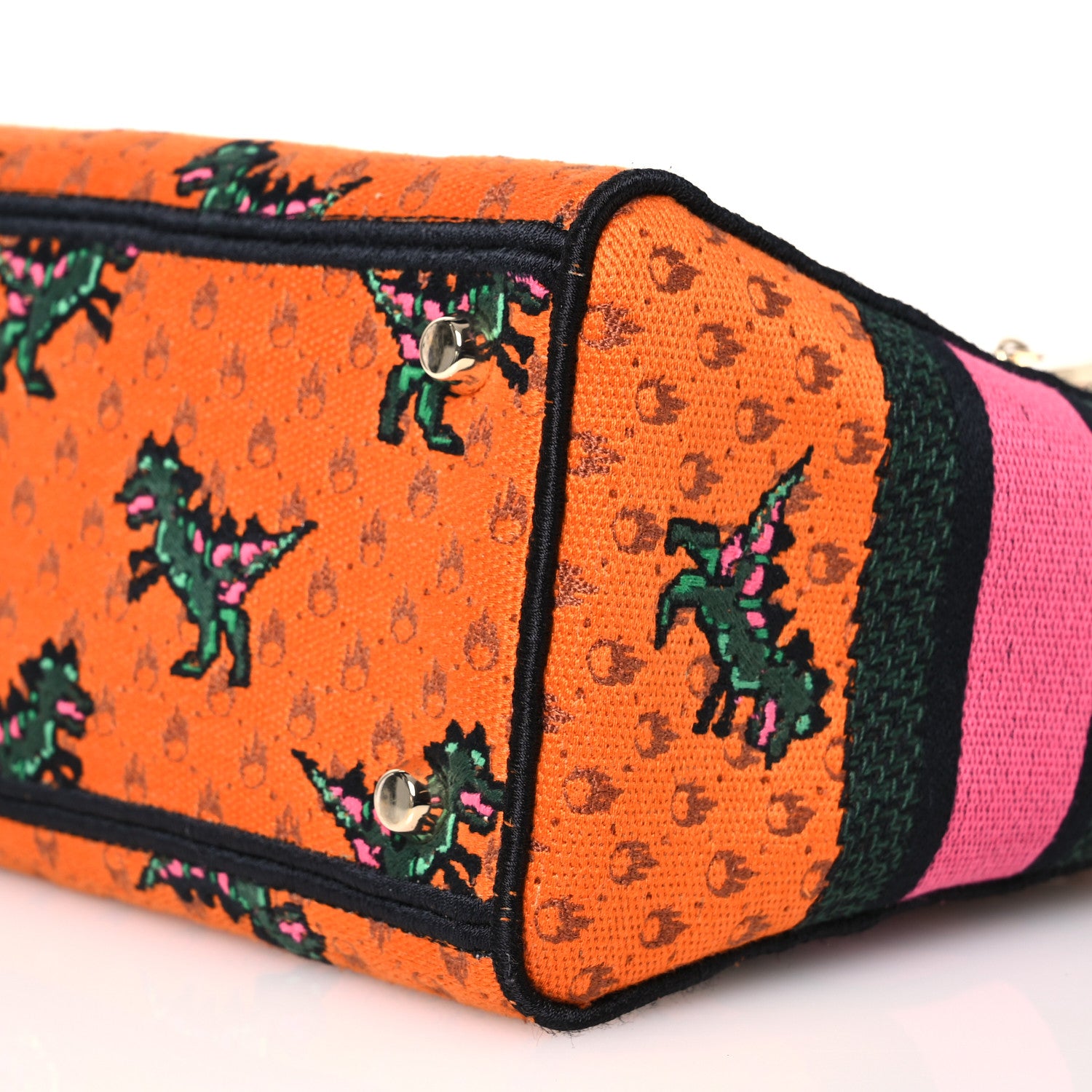 Christian Dior Canvas Embroidered Dino Medium Lady D-Lite Orange Multicolor 10 of 16