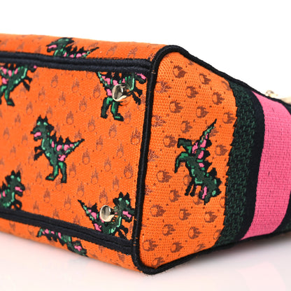 Christian Dior Canvas Embroidered Dino Medium Lady D-Lite Orange Multicolor 10 of 16
