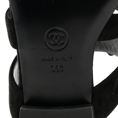 Chanel Grosgrain Chain CC Logo Bow Sandals 36 Black 8 of 9
