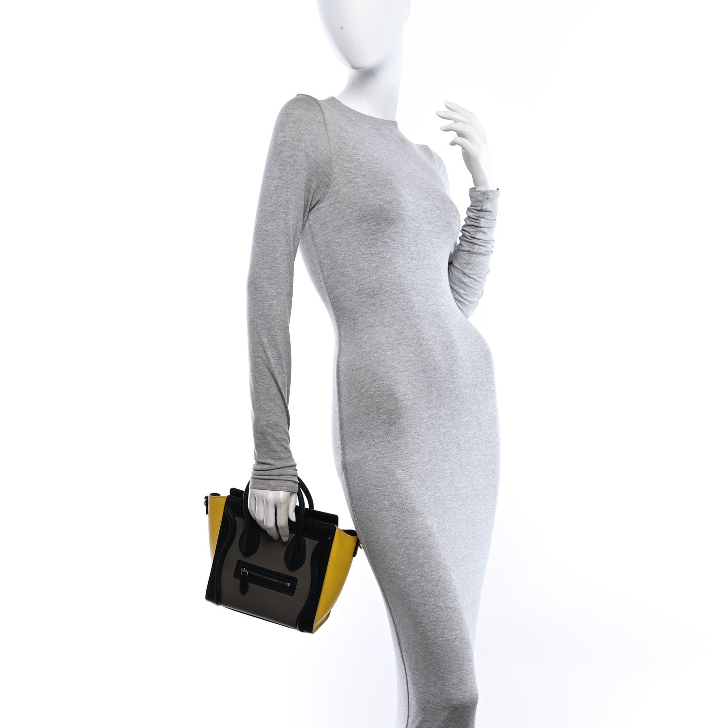 Celine Smooth Drummed Calfskin Tri-Color Nano Luggage Amber 2 of 10