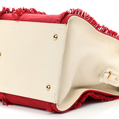Saint Laurent Linen Sheepskin Large Cabas ChYc Tote Red 10 of 16