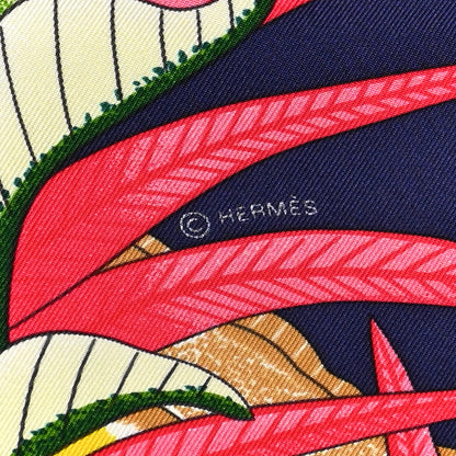 Hermes Silk La Marche Du Zambeze Scarf 90 Indigo Rose Vif Multicolor 3 of 5