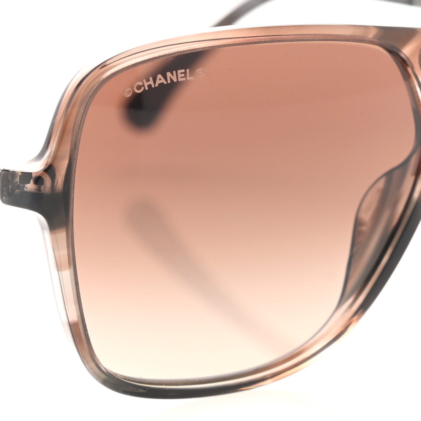 Metal Calfskin Polarized CC Chain Pilot Sunglasses 5439-Q-A Brown
