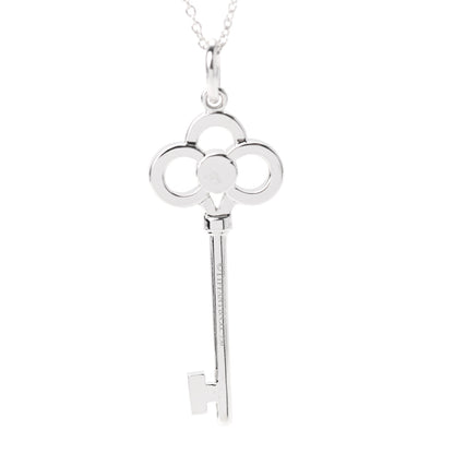 Tiffany 18K White Gold Diamond Crown Key Pendant Necklace 4 of 6