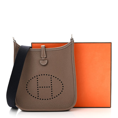 Hermes Taurillon Clemence Amazone Evelyne TPM Etoupe Bleu Indigo 12 of 12