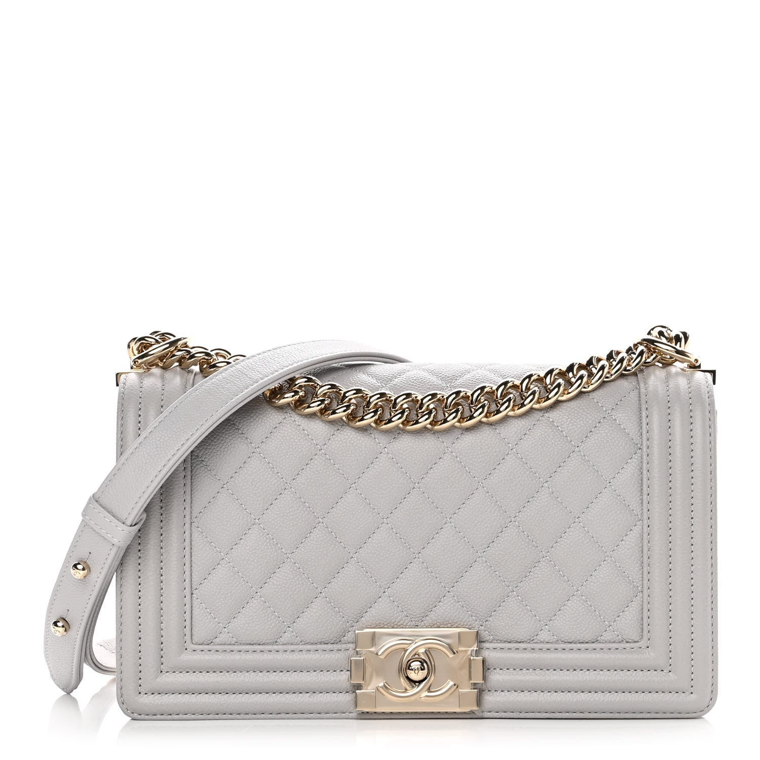 Chanel Caviar Quilted Medium Boy Flap Light Grey 1 of 12
