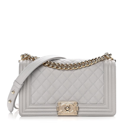 Chanel Caviar Quilted Medium Boy Flap Light Grey 1 of 12