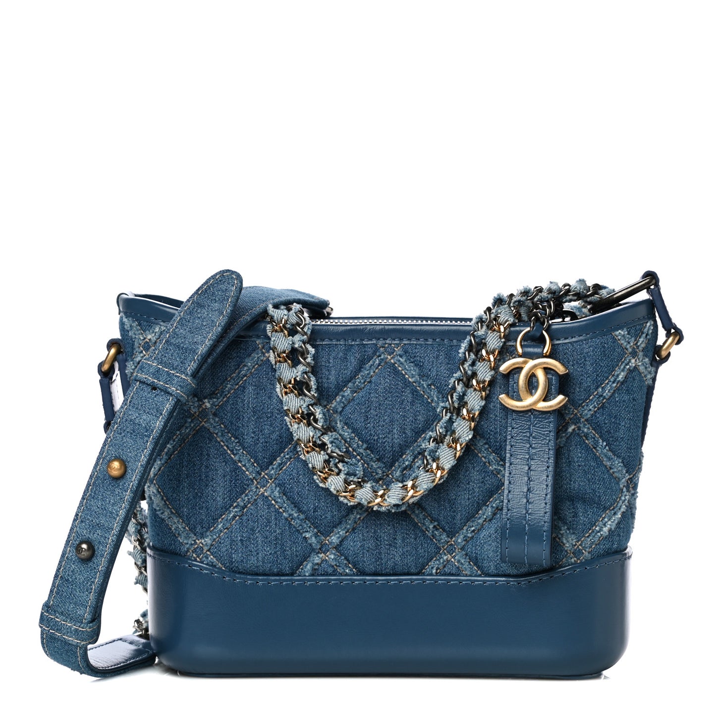 Denim Calfskin Small Gabrielle Hobo Blue