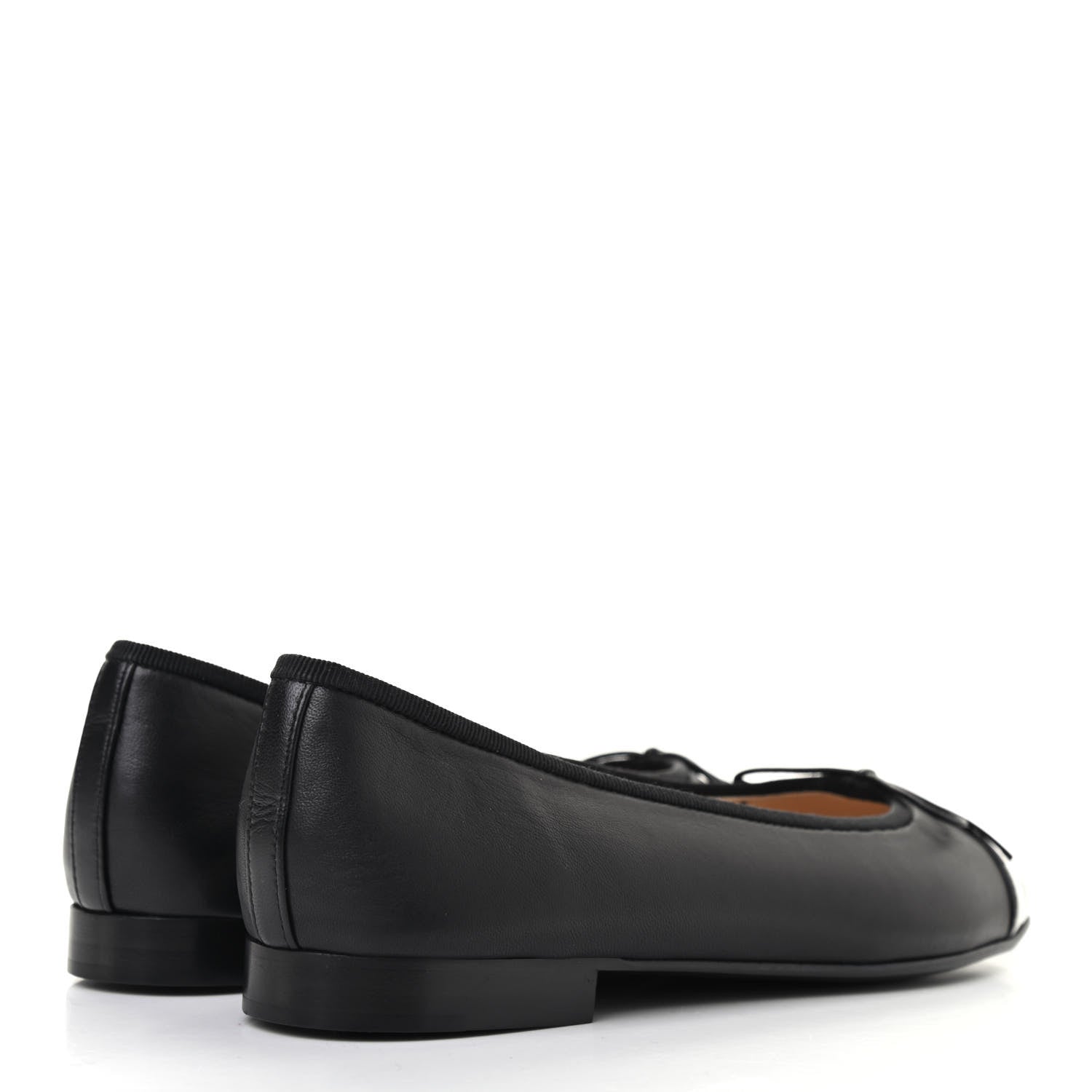 Chanel Lambskin Patent Cap Toe Ballerina Flats 37.5 Black 4 of 8
