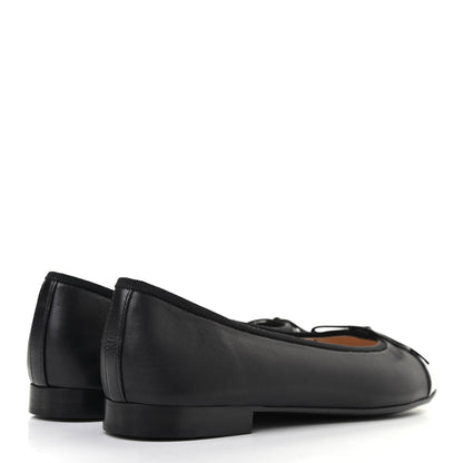 Chanel Lambskin Patent Cap Toe Ballerina Flats 37.5 Black 4 of 8