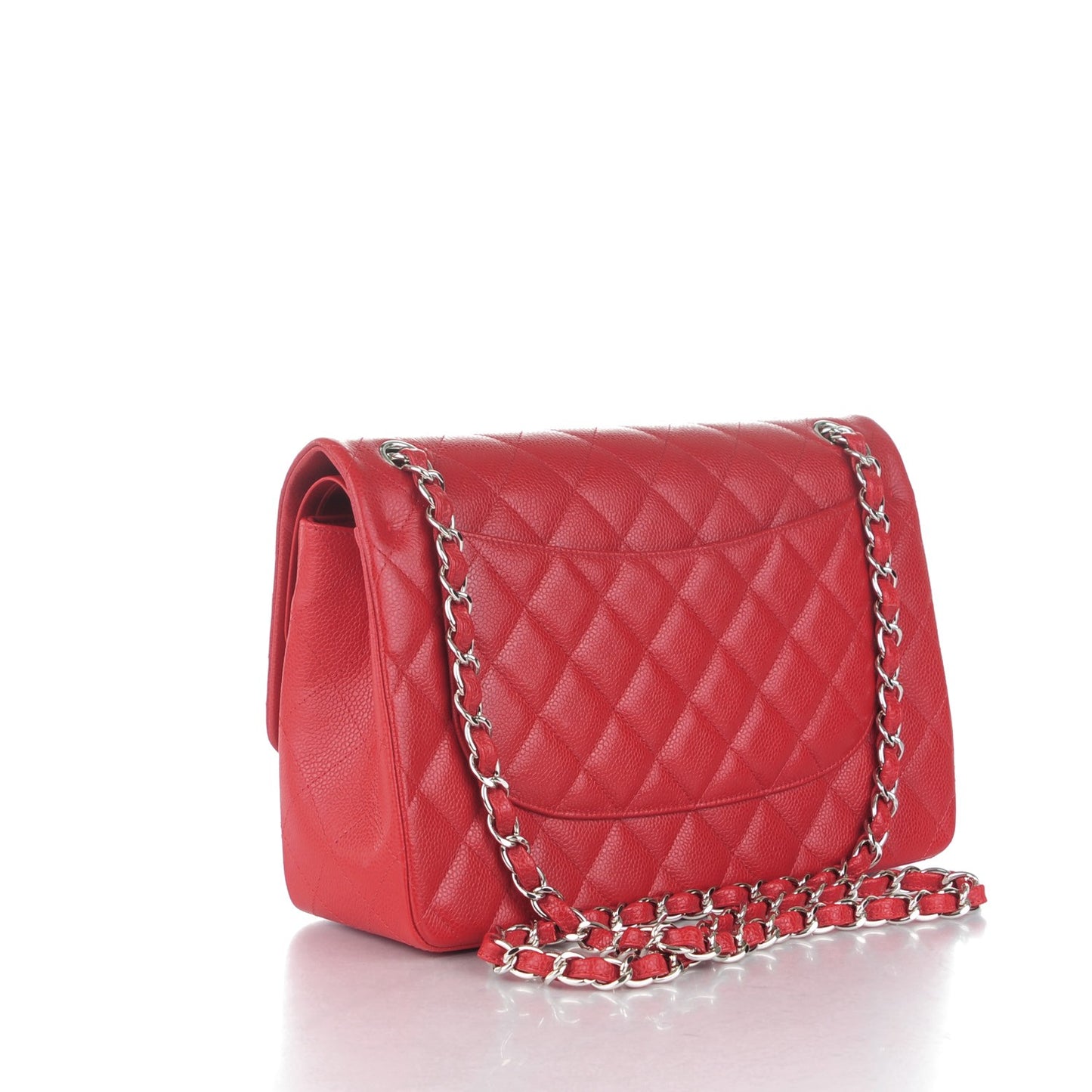 Caviar Quilted Jumbo Double Flap Red