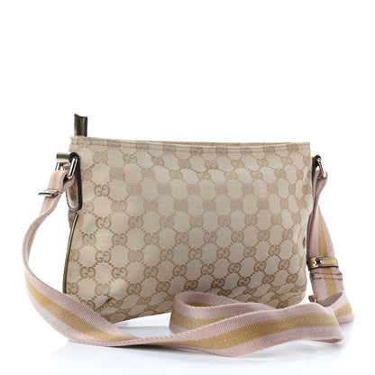 Gucci Metallic Monogram Web Small Flat Messenger Crossbody Pink Gold 3 of 9