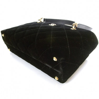 Chanel Velvet Quilted Shoulder Bag Black 5 of 10