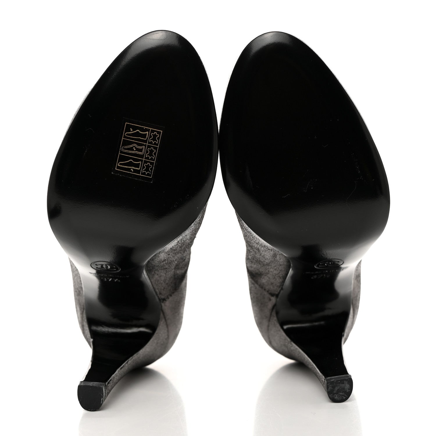 Chanel Metallic Ribbed Short Boot Pumps 37.5 Dark Grey 5 of 8