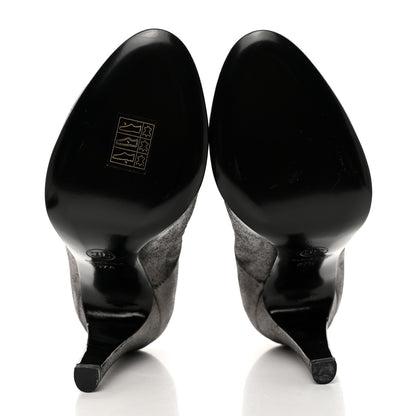 Chanel Metallic Ribbed Short Boot Pumps 37.5 Dark Grey 5 of 8