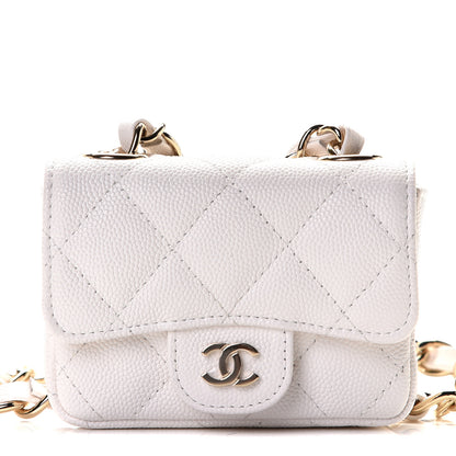 Chanel Caviar Quilted Mini Chain Belt Bag White 1 of 9