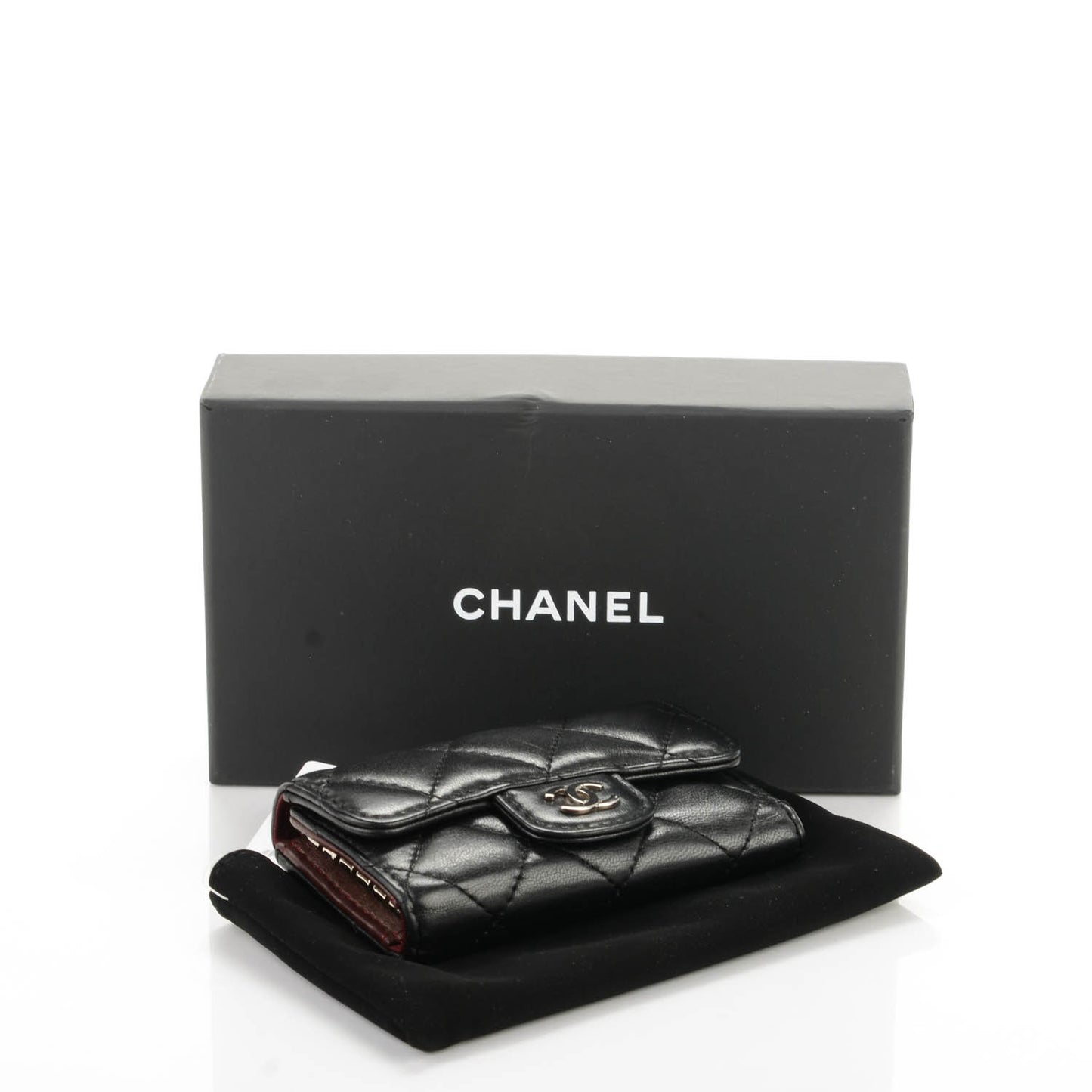 Lambskin Quilted 6 Key Holder Black
