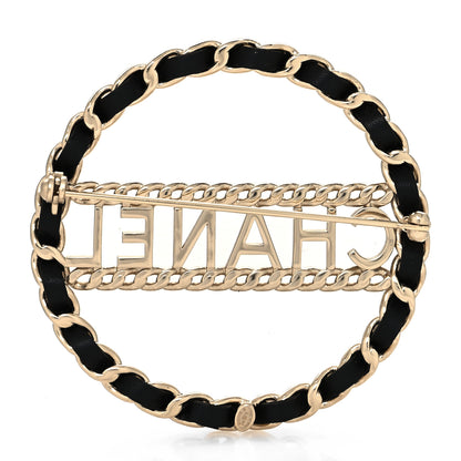 Chanel Lambskin Chain Logo Brooch Black Gold 3 of 4