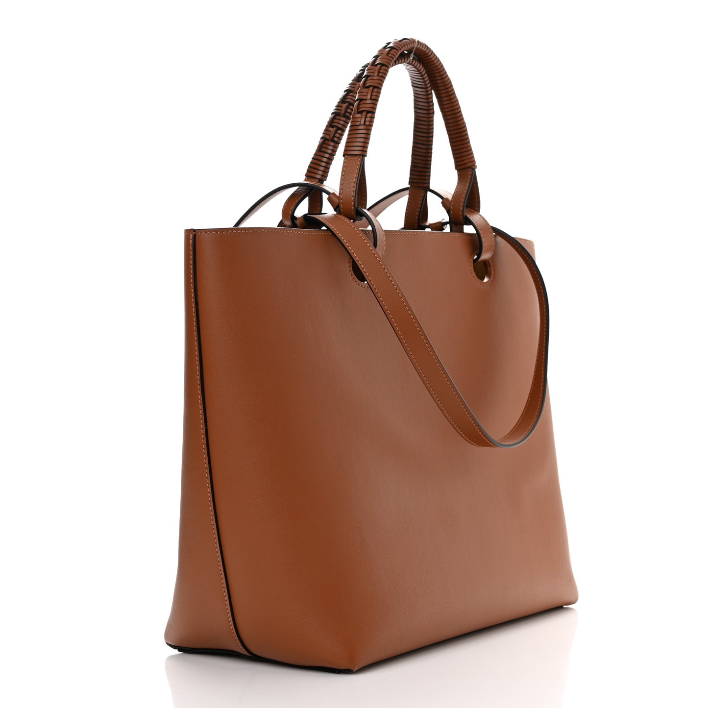 Smooth Calfskin Small Anagram Tote Tan