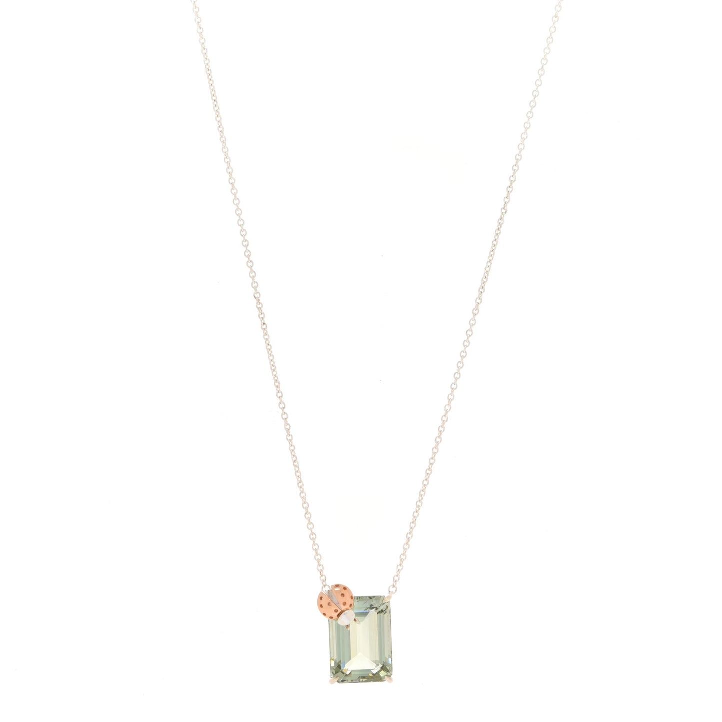 Sterling Silver 18K Rose Gold Prasiolite Return to Tiffany Love Bugs Ladybug Necklace
