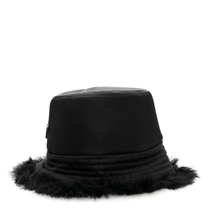 Prada Nylon Alpaca Triangle Womens Bucket Hat M Black 5 of 8