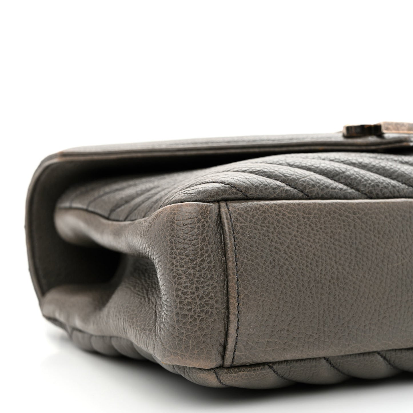 Sheepskin Matelasse Chevron Monogram Medium College Bag Asphalt