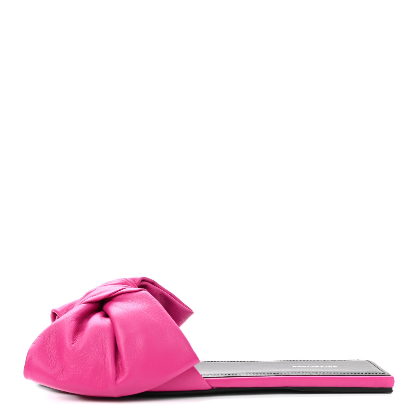 Soft Nappa Square Knife Bow Flat Slide Sandals 35 Magenta Pink