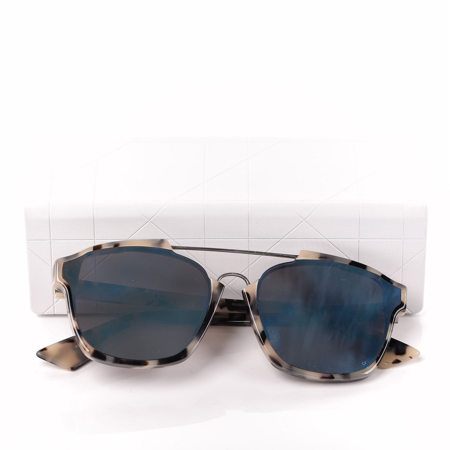 Abstract Square Mirrored Sunglasses Spotted Havana Blue