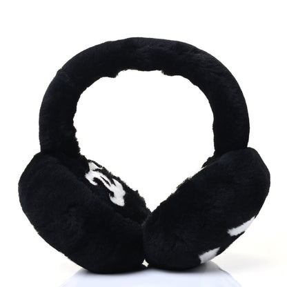 Chanel Shearling CC Ear Muffs Black White 2 of 4