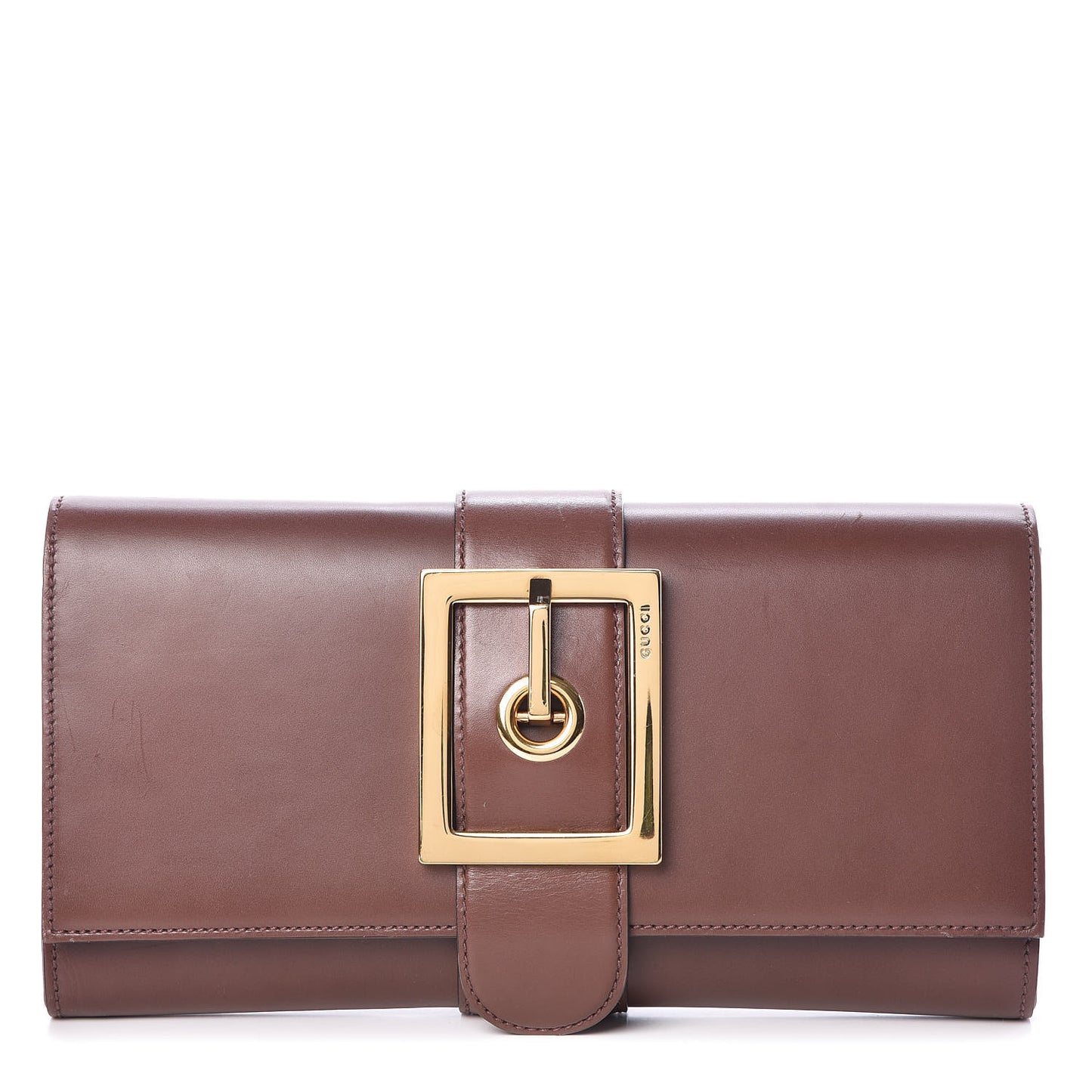 Calfskin Lady Buckle Clutch Brown