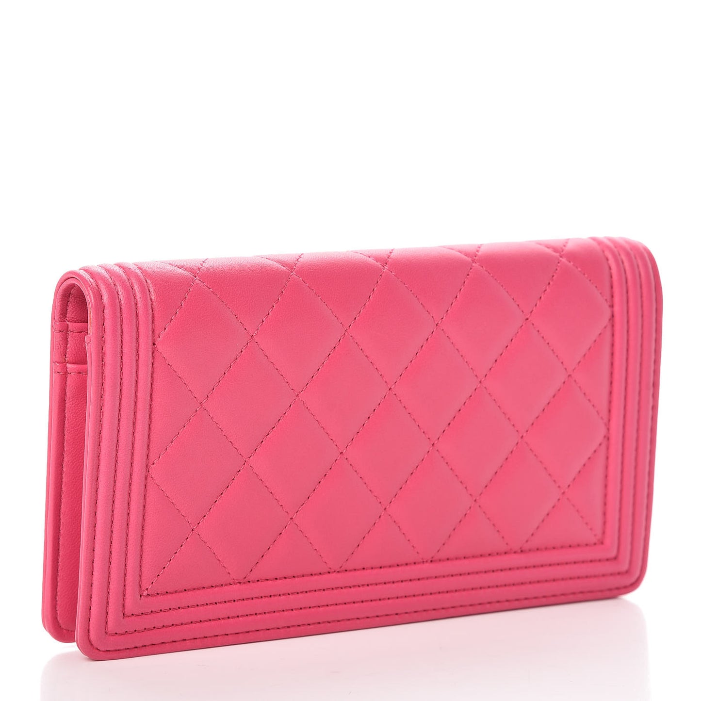 Lambskin Quilted Boy Yen Wallet Pink