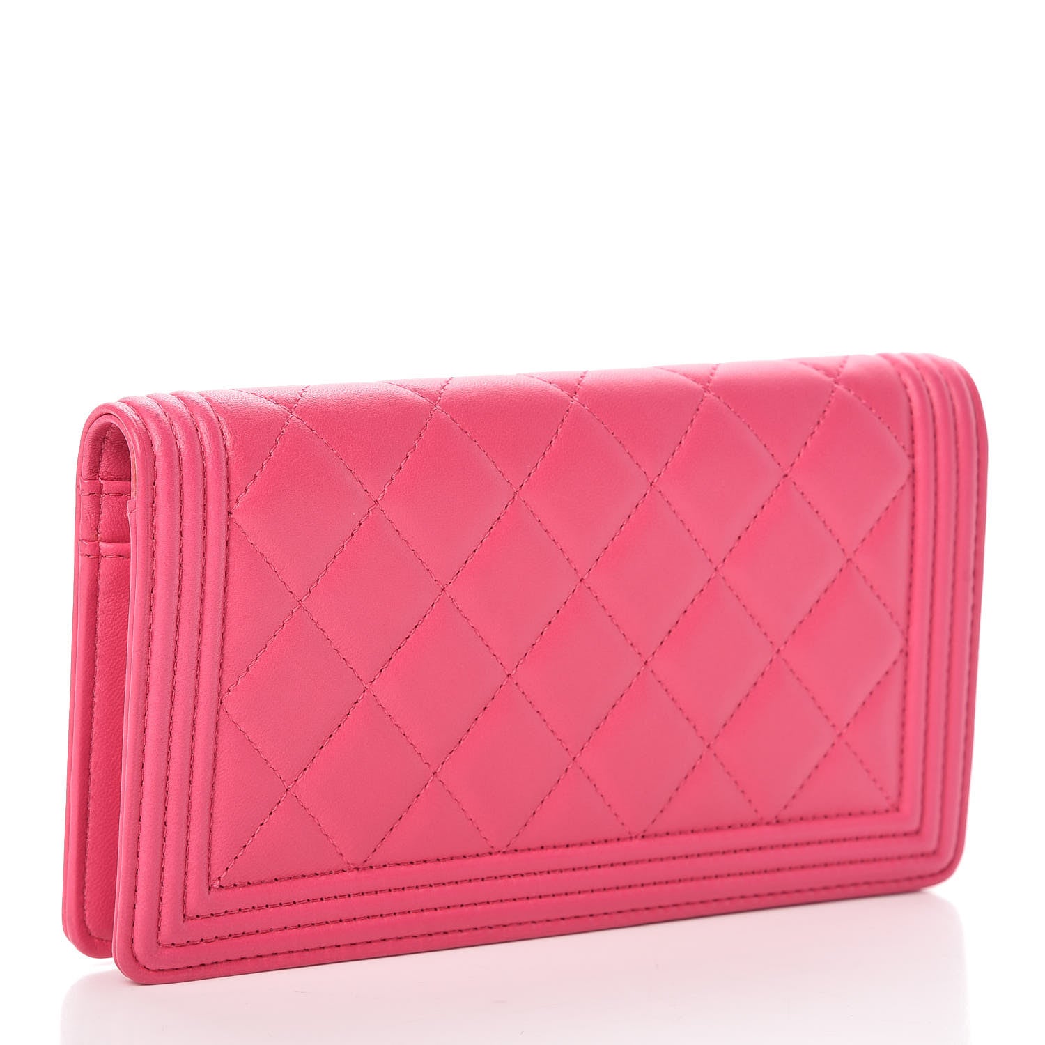 Chanel Lambskin Quilted Boy Yen Wallet Pink 3 of 9