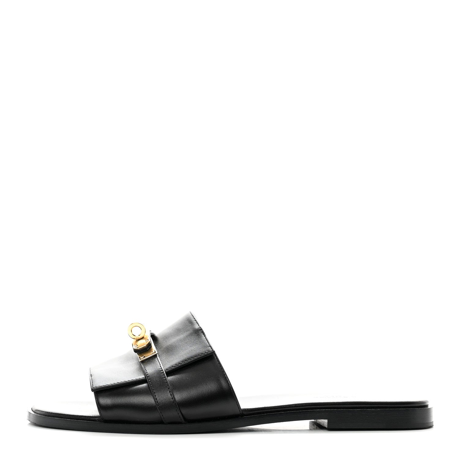Hermes Calfskin Giulia Sandals 40.5 Black 1 of 8